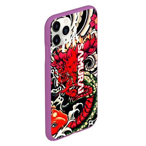 Чехол iPhone 11 Pro матовый Samurai татуировки / 3D-Фиолетовый – фото 2