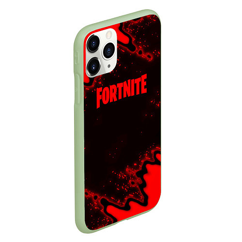 Чехол iPhone 11 Pro матовый Fortnite game colors red / 3D-Салатовый – фото 2