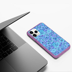 Чехол iPhone 11 Pro матовый Узоры и цветы гжель паттерн, цвет: 3D-фиолетовый — фото 2