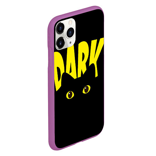 Чехол iPhone 11 Pro матовый Dark cat eyes - черный кот / 3D-Фиолетовый – фото 2