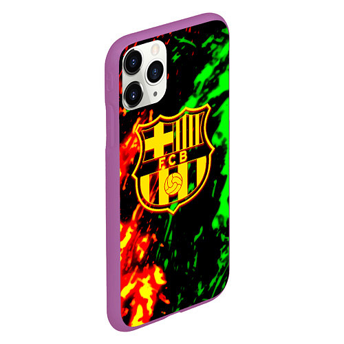 Чехол iPhone 11 Pro матовый Barcelona огненное лого / 3D-Фиолетовый – фото 2