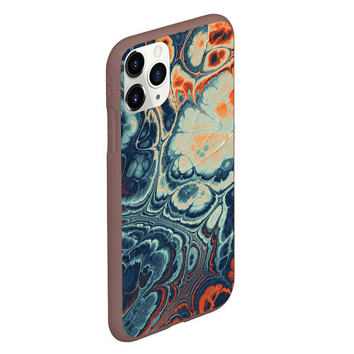 Чехол iPhone 11 Pro матовый Абстрактный разноцветный узор / 3D-Коричневый – фото 2