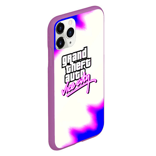 Чехол iPhone 11 Pro матовый GTA неон краски / 3D-Фиолетовый – фото 2