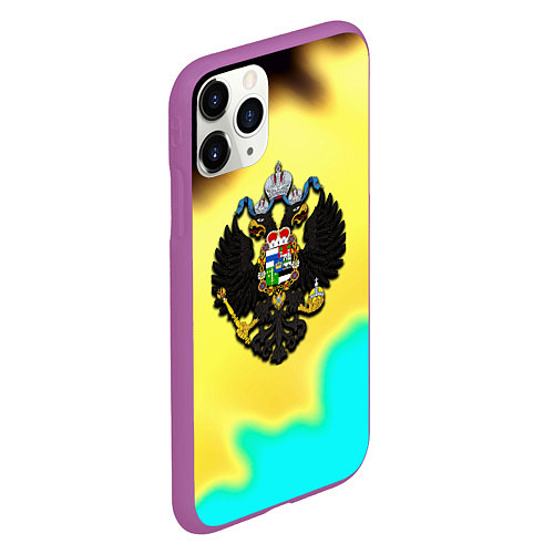 Чехол iPhone 11 Pro матовый Российская империя герб краски / 3D-Фиолетовый – фото 2