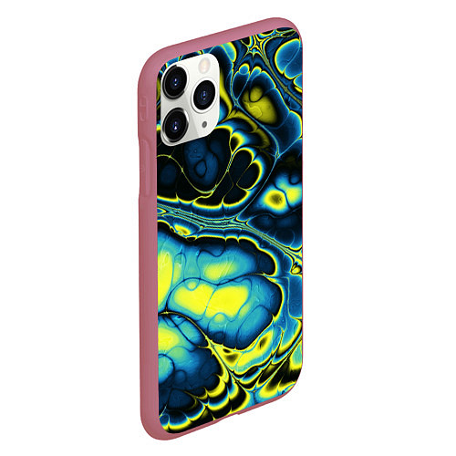 Чехол iPhone 11 Pro матовый Абстрактный узор / 3D-Малиновый – фото 2