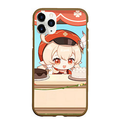 Чехол iPhone 11 Pro матовый Genshin Impact Кли cute chibi, цвет: 3D-коричневый