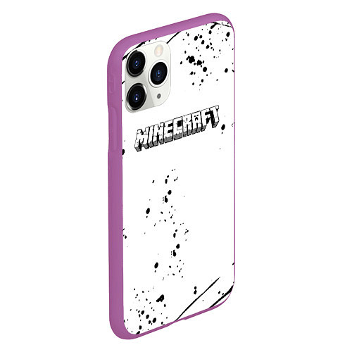 Чехол iPhone 11 Pro матовый Minecraft чёрная краска брызги / 3D-Фиолетовый – фото 2
