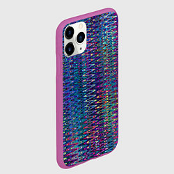Чехол iPhone 11 Pro матовый Большой волнистый зигзаг разноцветный, цвет: 3D-фиолетовый — фото 2