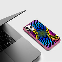 Чехол iPhone 11 Pro матовый Абстрактный узор, цвет: 3D-малиновый — фото 2