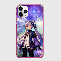 Чехол iPhone 11 Pro матовый Genshin Impact - KeQing, цвет: 3D-малиновый