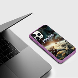 Чехол iPhone 11 Pro матовый Масс эффект - космос, цвет: 3D-фиолетовый — фото 2