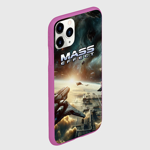 Чехол iPhone 11 Pro матовый Масс эффект - космос / 3D-Фиолетовый – фото 2