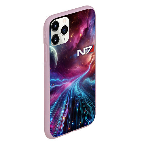 Чехол iPhone 11 Pro матовый Mass Effect - N7 / 3D-Розовый – фото 2