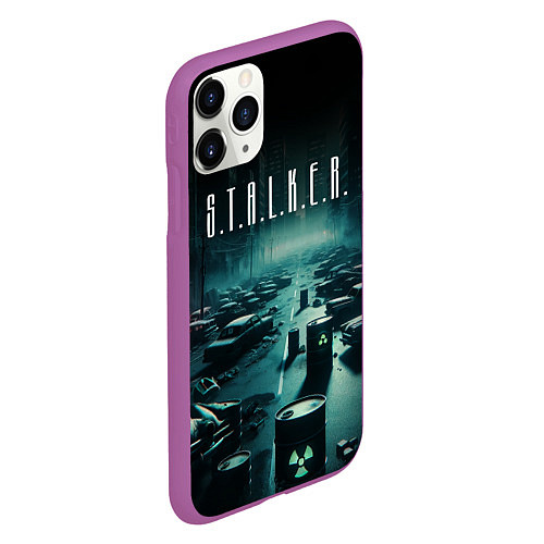 Чехол iPhone 11 Pro матовый S T A L K E R - City / 3D-Фиолетовый – фото 2