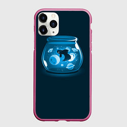 Чехол iPhone 11 Pro матовый Космический аквариум, цвет: 3D-малиновый