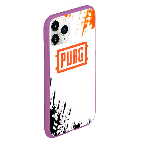 Чехол iPhone 11 Pro матовый PUBG краски гранж / 3D-Фиолетовый – фото 2