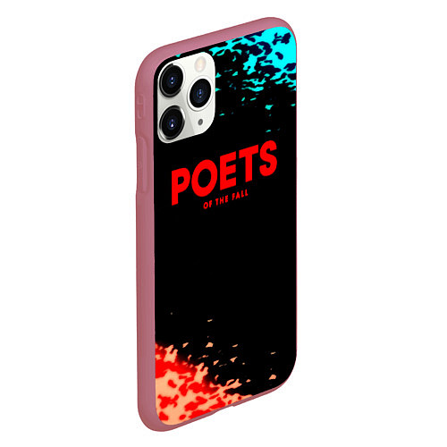 Чехол iPhone 11 Pro матовый Poets of the fall краски брызги / 3D-Малиновый – фото 2