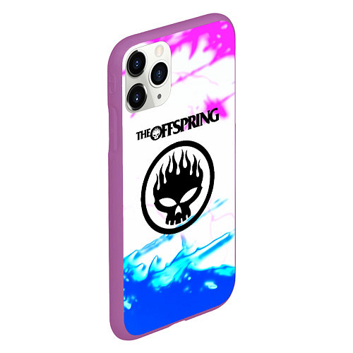 Чехол iPhone 11 Pro матовый The Offspring неоновая абстракция / 3D-Фиолетовый – фото 2