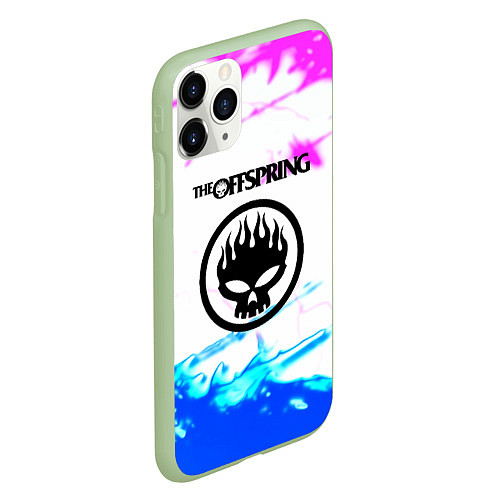 Чехол iPhone 11 Pro матовый The Offspring неоновая абстракция / 3D-Салатовый – фото 2