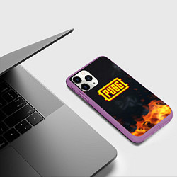 Чехол iPhone 11 Pro матовый Pubg fire abstraction, цвет: 3D-фиолетовый — фото 2