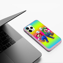 Чехол iPhone 11 Pro матовый Братья Марио, цвет: 3D-розовый — фото 2