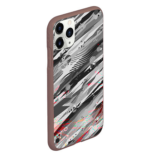 Чехол iPhone 11 Pro матовый Серые узоры / 3D-Коричневый – фото 2