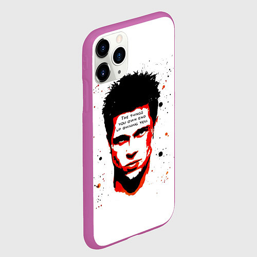 Чехол iPhone 11 Pro матовый Красный Тайлер Дерден / 3D-Фиолетовый – фото 2