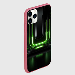 Чехол iPhone 11 Pro матовый Металл и зеленый яркий свет, цвет: 3D-малиновый — фото 2