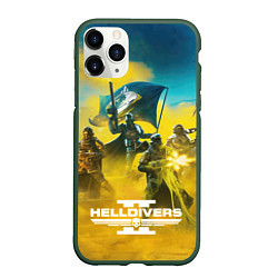 Чехол iPhone 11 Pro матовый Сражение helldivers 2, цвет: 3D-темно-зеленый