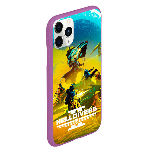 Чехол iPhone 11 Pro матовый Helldivers 2: Battle / 3D-Фиолетовый – фото 2