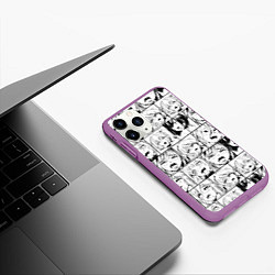 Чехол iPhone 11 Pro матовый Ahegao pattern, цвет: 3D-фиолетовый — фото 2