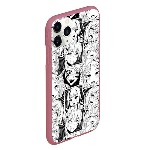 Чехол iPhone 11 Pro матовый Ahegao узор / 3D-Малиновый – фото 2