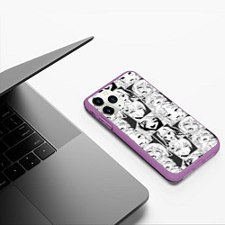 Чехол iPhone 11 Pro матовый Ahegao узор, цвет: 3D-фиолетовый — фото 2