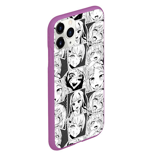 Чехол iPhone 11 Pro матовый Ahegao узор / 3D-Фиолетовый – фото 2