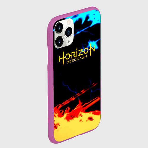 Чехол iPhone 11 Pro матовый Horizon zero dawn огонь и лёд / 3D-Фиолетовый – фото 2