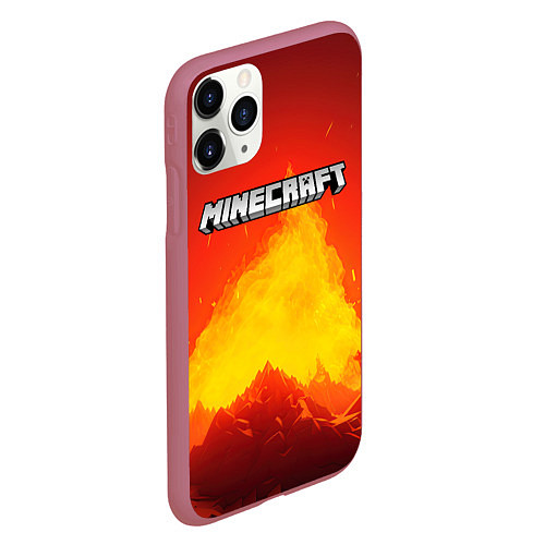 Чехол iPhone 11 Pro матовый Мир minecraft / 3D-Малиновый – фото 2