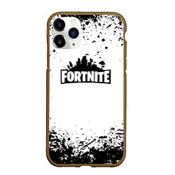 Чехол iPhone 11 Pro матовый Fortnite краски чёрные, цвет: 3D-коричневый