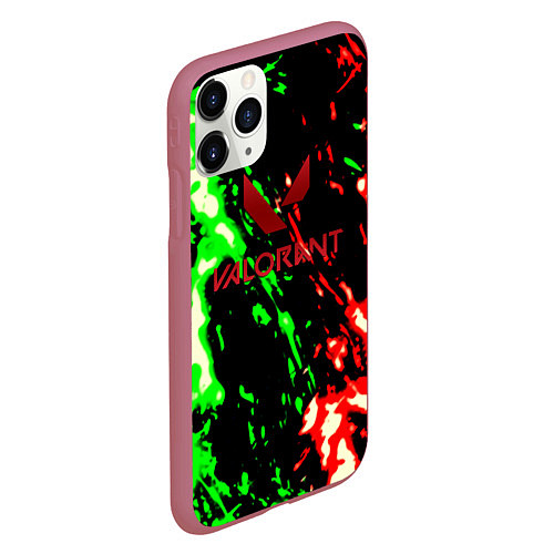 Чехол iPhone 11 Pro матовый Valorant flame fire / 3D-Малиновый – фото 2