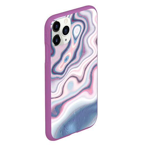 Чехол iPhone 11 Pro матовый Мраморные разводы / 3D-Фиолетовый – фото 2