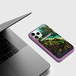 Чехол iPhone 11 Pro матовый Minecraft logo летняя карта, цвет: 3D-фиолетовый — фото 2