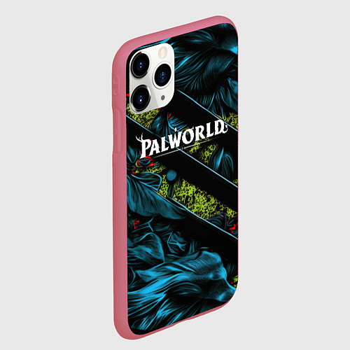 Чехол iPhone 11 Pro матовый Palworld название игры / 3D-Малиновый – фото 2