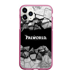 Чехол iPhone 11 Pro матовый Palworld лого на камнях, цвет: 3D-малиновый