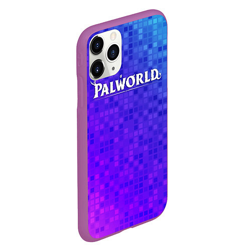 Чехол iPhone 11 Pro матовый Palworld лого на яркой мозаике / 3D-Фиолетовый – фото 2