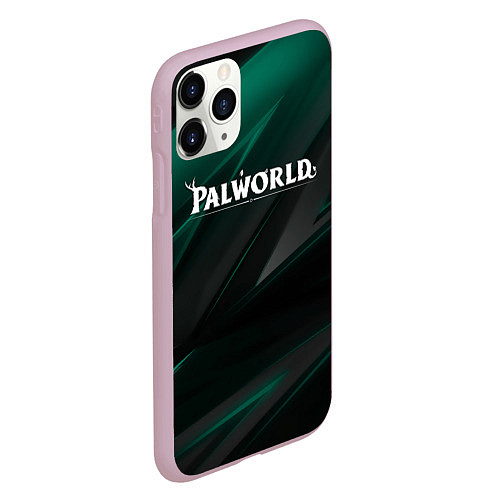 Чехол iPhone 11 Pro матовый Palworld лого на темном зеленом фоне / 3D-Розовый – фото 2