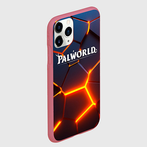 Чехол iPhone 11 Pro матовый Palworld logo разлом плит / 3D-Малиновый – фото 2
