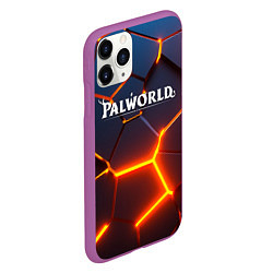 Чехол iPhone 11 Pro матовый Palworld logo разлом плит, цвет: 3D-фиолетовый — фото 2