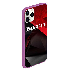 Чехол iPhone 11 Pro матовый Palworld red black abstract, цвет: 3D-фиолетовый — фото 2