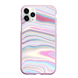 Чехол iPhone 11 Pro матовый Мрамор узор розово-голубой, цвет: 3D-розовый