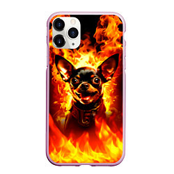 Чехол iPhone 11 Pro матовый Адский Пёс, цвет: 3D-розовый