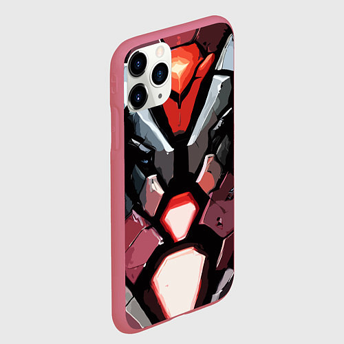 Чехол iPhone 11 Pro матовый Красная броня киберпанк / 3D-Малиновый – фото 2